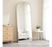 Miroir sur Pied, 162 x 52 cm, Miroir de Sol - Miroir Mural - Miroir arqué pleine longueur, Pour Salon, Entrée, Chambre, Doré Doré