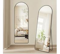 Miroir sur Pied, 162 x 52 cm, Miroir de Sol - Miroir Mural - Miroir arqué pleine longueur, Pour Salon, Entrée, Chambre, Noir