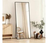 Miroir sur Pied, 162 x 52 cm, Miroir de Sol - Miroir Mural - Miroir rectangulaire pleine longueur, Pour Salon, Entrée, Chambre, Noir Noir