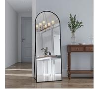 Miroir sur Pied 162 x 53 cm,Miroir Mural Arqué Miroir de Sol Miroir Corps Complet Alliage d'Aluminium Cadre,Noir