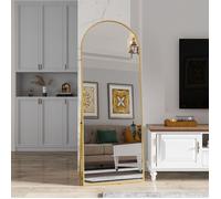 Miroir sur Pied 162 x 53, Miroir de Sol, Miroir arqué Pleine Longueur, Vertical et Mural, Miroir Pleine Longueu, Or