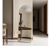 Miroir sur Pied 165 x 60 cm, Miroir Mural Arqué Miroir Corps Complet Miroir de Sol Grand Miroir Mural Alliage d'Aluminium Cadre,Or