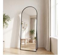 Miroir sur pied 165x60 cm, grand miroir mural, arche design, pour salon chambre ou entrée, long miroir de sol avec support, noir