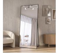 Miroir sur Pied 180x80 cm, Grand Miroir Intégral, Cadre en Alliage d'Aluminium, Verre, miroirs pour Chambre, Salon, Dressing (Noir)