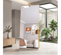 Miroir sur Pied 180x80 cm, Grand Miroir Intégral, Cadre en Alliage d'Aluminium, Verre, miroirs pour Chambre, Salon, Dressing (Gold)