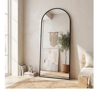 Miroir sur pied 180x80 cm, grand miroir mural, arche design, pour salon chambre ou entrée, long miroir de sol avec support, noir