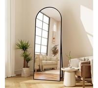Miroir sur pied arqué 164×54 cm – Cadre noir, design élégant en arche, utilisable au sol ou mural pour un effet décoratif et pratique