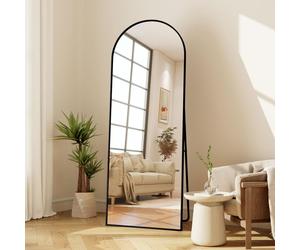 Miroir sur pied arqué 164×54 cm – Cadre noir, design élégant en arche, utilisable au sol ou mural pour un effet décoratif et pratique