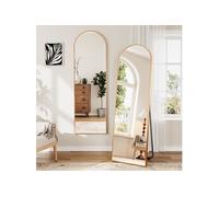 Miroir sur Pied Arqué, Grand Miroir Mural avec Cadre en Aluminium 150x40cm, Miroir en Pied Penché ou Suspendu pour Salon, Chambre, Salon, Entrée-Or