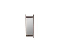 Miroir sur pied en bois de hêtre laqué marron foncé, bracelets cuir, détails laiton, rectangulaire - Dutchbone, Riva - 60x4x180 cm