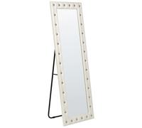 Miroir sur Pied en Cuir Pu Blanc 50 x 150 cm Glamour Cadre Clouté Diamant Ansoui