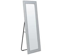 Miroir sur Pied en Cuir Pu Gris Clair 50 x 150 cm Glamour Fait Main Crochets Loc