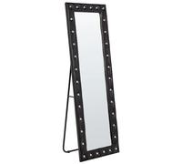 Miroir sur Pied en Cuir Pu Noir 50 x 150 cm Glamour Cadre Clouté Diamant Ansouis