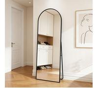 Miroir sur Pied Grand, 173 x 63cm, Grand Miroir Mural, Miroir de Sol Pleine Longueur, verre trempé, pour Chambre Salon Entree, Noir