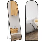 HOMCOM Miroir sur Pied, Miroir Mural rectangulaire, Arrondi, Cadre en Aluminium, Support pour entrée, Chambre, Dressing, 50 x 161,5 cm, Noir