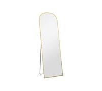 Miroir sur pied - HOMCOM - mural - rectangulaire - arrondi - cadre en aluminium - avec support pour entrée chambre dressing - doré