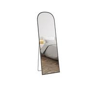 HOMCOM Miroir sur Pied, Miroir Mural rectangulaire, Arrondi, Cadre en Aluminium, Support pour entrée, Chambre, Dressing, 50 x 161,5 cm, Noir