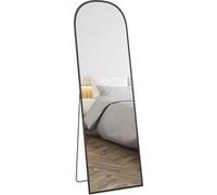 HOMCOM Miroir sur Pied, Miroir Mural rectangulaire, Arrondi, Cadre en Aluminium, Support pour entrée, Chambre, Dressing, 50 x 161,5 cm, Noir