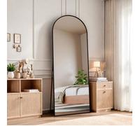 Miroir sur pied,Miroir vertical pleine longueur,162x53cm,Grand miroir de sol,Dressing et miroir à cadre fin mural,verre trempé,Noir