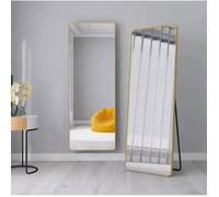 Miroir sur Pied - WEVALLEY - 137 x 37 cm - Aluminium - Cadre Beige - Intérieur