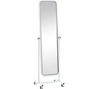 CLP Miroir sur Pied Medusa avec roulettes I Miroir Corps Entier avec Cadre métallique I Inclinable et pivotant à 360 degrés, Couleur:Blanc