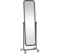 CLP Miroir sur Pied Medusa avec roulettes I Miroir Corps Entier avec Cadre métallique I Inclinable et pivotant à 360 degrés, Couleur:Noir