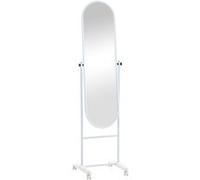 CLP miroir sur Pieds Elegant Nane avec Roulettes - Miroir Debout Chic Cadre Metallique Design - Blanc