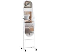Miroir sur pieds ovale avec roulettes - Blanc