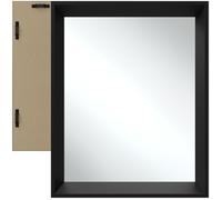 Miroir - TECTAKE - Miroir mural ELINA rectangulaire, en verre, avec crochets de fixation, 40,6 x 50,8 cm - Noir