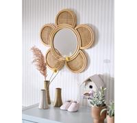 Miroir XL rotin et cannage Fleur beige doré TU