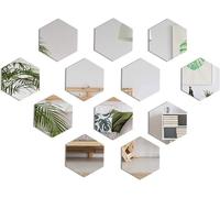 Miroirs Muraux Autocollant, 12 Pièces Miroir Acrylique Stickers Amovible Hexagone Mural Miroir Stickers pour TV Fond Décoration