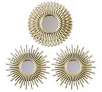 Miroirs Soleil Mural Ronds Dorés - Lot de 3 Pièces - Décoration Murale pour Salon et Chambre