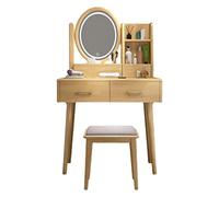 MIROOOO Coiffeuse Vanité Set Makeup Vanity Dreshing Table avec écran Tactile Miroir éclairé, 2 étagères tiroirs et Chaise Table pour Chambre