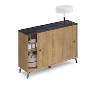Miroytengo Pitarch Buffet Salon Kamet Couleur Chêne Or et Marbre Salon Salle à Manger Style Moderne Rangement 87 x 120 x 40 cm