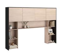 Miroytengo Tête de lit 4 portes Danilo 218 cm, étagères ouvertes, chêne et noir