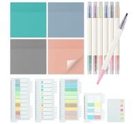 MirraSwit 1040 Pcs Notes Autocollantes Transparentes avec 6 Pcs Stylo Fluorescent, Étanche Réutilisables Autocollantes Sticky Memo, Autocollants Translucides et Inscriptibles pour Maison Et Bureau