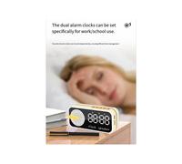 Mirror Digital Alarm Clock Timer Rechargable Wireless Clock Alarms Speaker Subwoofer Desktop LED Clock B