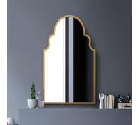 MirrorOutlet The Arcus - Miroir Mural Moderne arqué avec Cadre en métal doré - 104 x 61 cm - Cadre doré
