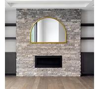 MirrorOutlet The Arcus - Miroir Mural Moderne arqué avec Cadre en métal doré, 125 x 90 cm, Cadre doré de 2 cm de Large et 3 cm de Profondeur.