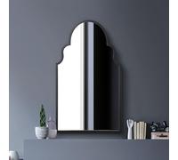 MirrorOutlet The Arcus - Miroir Mural Moderne arqué avec Cadre en métal Noir - 104 x 61 cm - Cadre Noir
