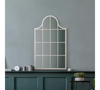 MirrorOutlet The Arcus Miroir Mural Moderne avec Cadre en métal Blanc 104 x 62 cm Noir Cadre de 2 cm de Large et 3 cm de Profondeur.