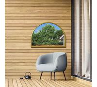 MirrorOutlet The Arcus Miroir Mural Moderne en Forme d'arc avec Cadre en métal doré 125 x 90 cm Noir Cadre de 2 cm de Large et 3 cm de Profondeur.