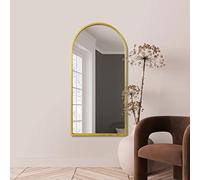 MirrorOutlet The Arcus - Miroir Mural Moderne Pleine Longueur arqué avec Cadre doré 140 cm x 70 cm, Miroir argenté avec Dos Noir résistant aux intempéries