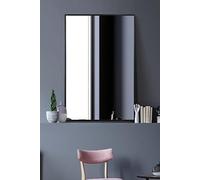 MirrorOutlet The Artus Miroir Mural Moderne avec Bords en Aluminium Noir 90 x 60 cm