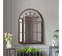 MirrorOutlet The Kirkby - Miroir Mural en Verre avec Cadre en métal Rustique Style fenêtre d'église 89 x 69 cm avec Dos Noir résistant aux intempéries.