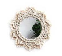 Mirrors Muraux Bohèmes avec Franges en Macramé, Décoration pour Appartement, Salon, Chambre à Coucher et Entrée,Miroir Rond Label
