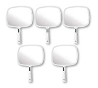 Mirrorvana Lot de 5 Grands miroirs à Main Confortables pour Coiffeur, barbier et Salon de beauté, Miroir rectangulaire Portable, 33 cm x 23 cm (Blanc)