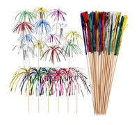Mirrwin 100 Pièce Cocktail Feu d'artifice Décoration, Bâtonnets à Cocktail 23CM Pic Aperitif Touillette Cocktail Décoration pour Bar Boire des Fruits Nourriture Party