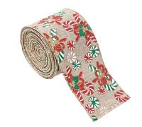 Misaakoeq Ruban filaire de Noël, en satin pour festival de vacances, festifs en tissu de ruban de toile de jute, Ruban de noël en toile de jute vive, pour décoration d'arbre de noël,