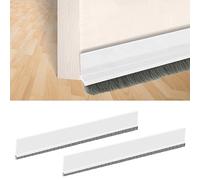 Misazy joint brosse 2 pièces isolation phonique porte, bas de porte brosse, joint de porte dentrée, auto-adhésif et peut être coupé à la taille - boudin de porte (5 * 100cm,Blanc)